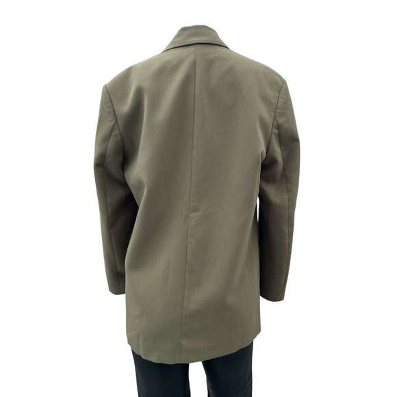 ZARA Womens Blazer Jacket Double-Breasted Oversize Pockets Long‎ Sleeve Khaki XS - Picture 5 of 16